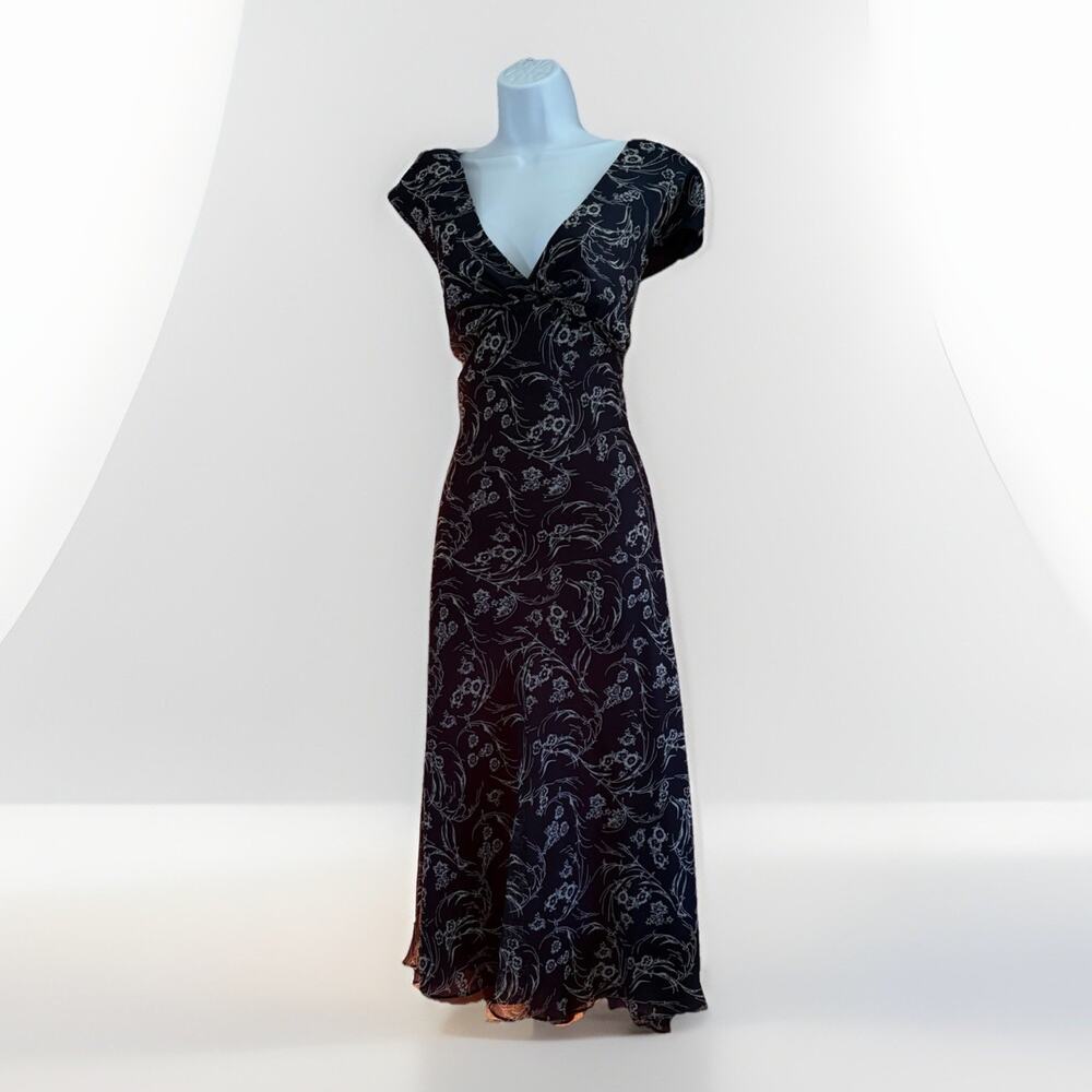 Chaps By Ralph Lauren Dress Size 10 Fits Like 8 Blue Floral 90’s Y2K Gorgeous